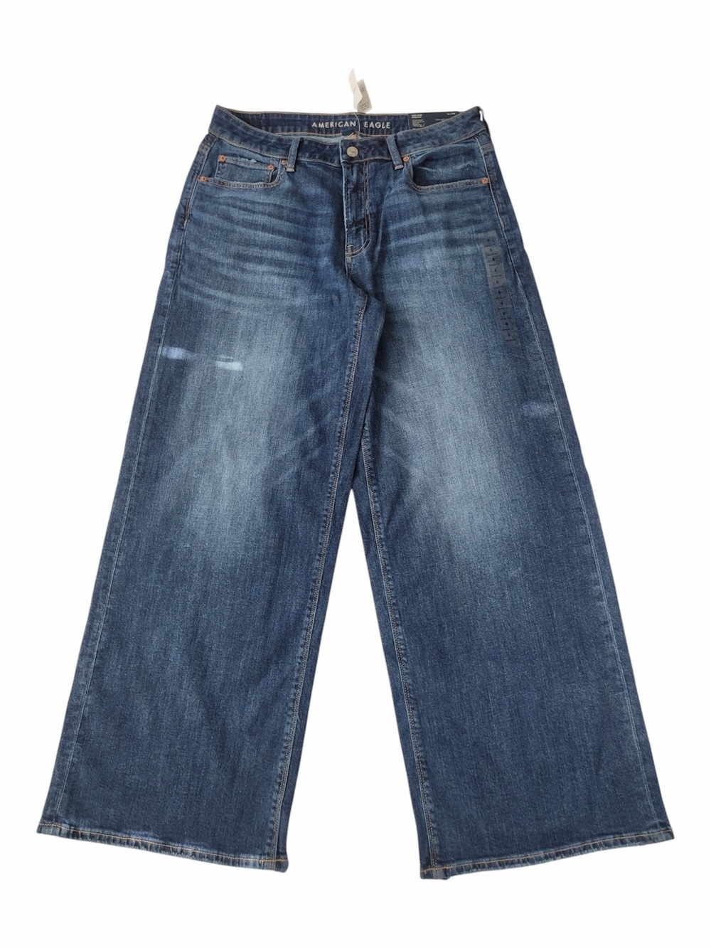 ✅ NWT American Eagle Dreamy Drape Baggy Wide Leg Jeans Blue Wash size 8 / 29 R